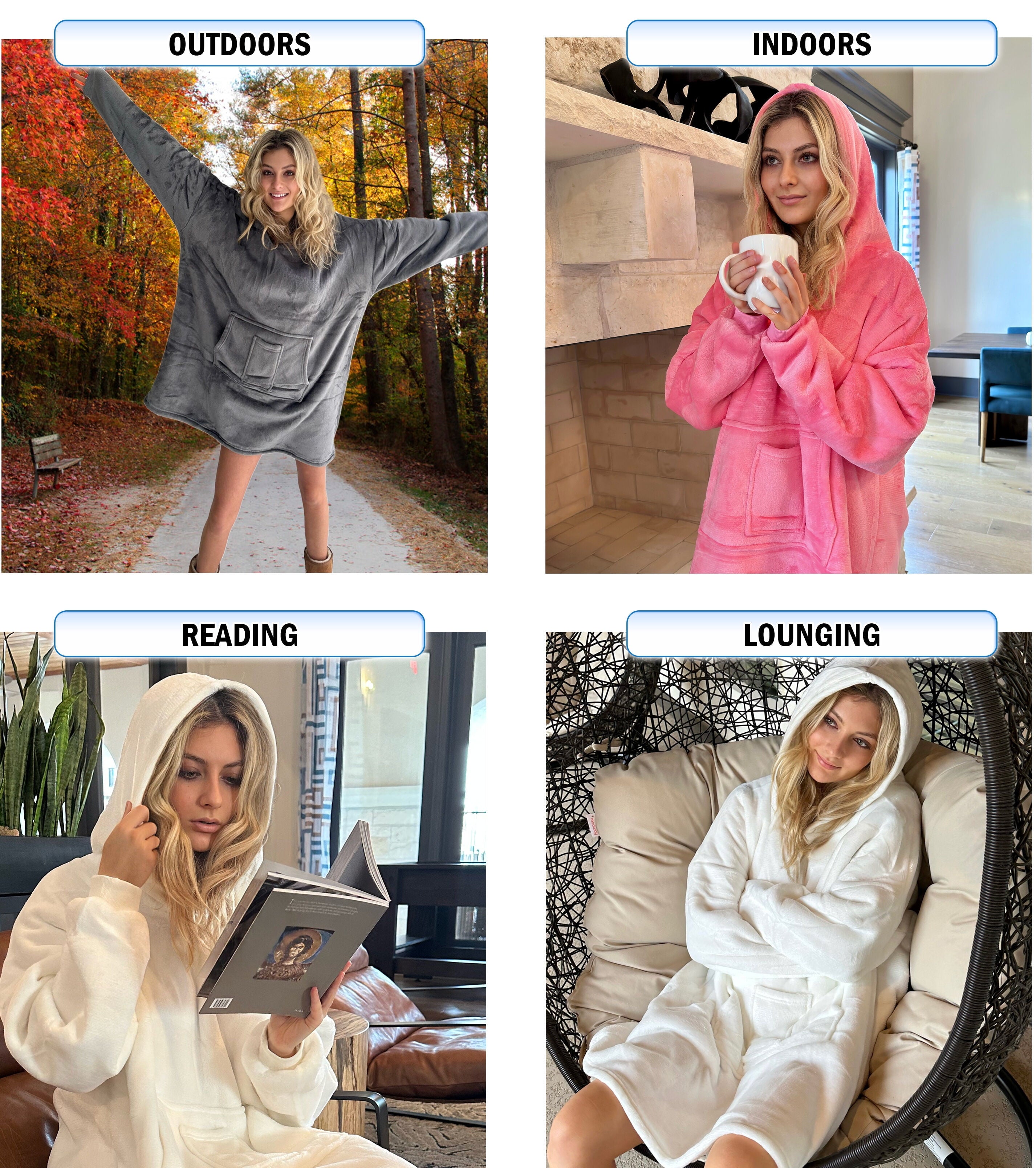 Oversized Sherpa Hoodie Sweatshirt - Warm Luxurious Fleece Microfiber Hoodie Blanket - Cozy, Reversible, Hooded, W/ Comfortable Large Pockets - Large Unisex Red