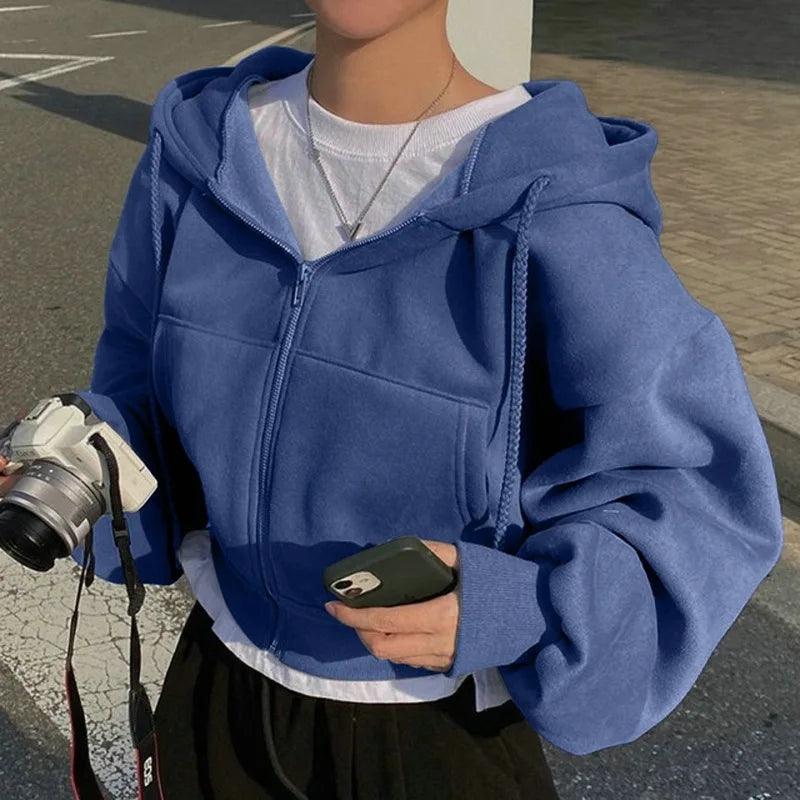 Korean Hoodie Women Fashion Fleece Lined 