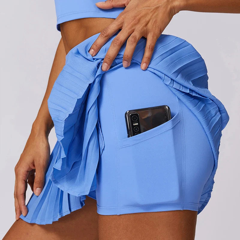 Women'S High Waisted Pleated Tennis Skirts with Pockets Tummy Control Casual Liner Skorts a Line Workout Golf Skirts