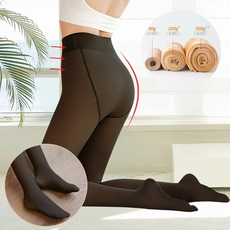 Fake Translucent Fleece Thermal Stockings Woman